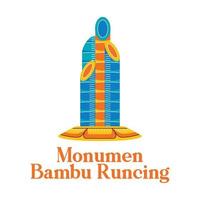 monumen bambu corriendo en estilo de diseño plano vector