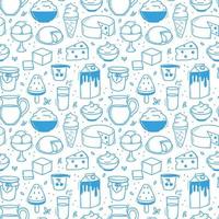 Pattern doodle dairy products background vector