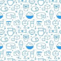 Pattern doodle dairy products background vector