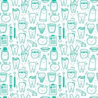 kawaii teeth pattern hand drawn in doodle style. cute linear simple illustrations. vector