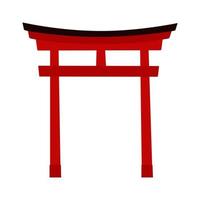 Torii traditional Japanese religious symbol, gateway to the sanctuary, sacred space, made of stone or wood, tourist attraction vector
