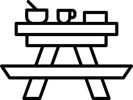 Picnic Table Outline Icon vector