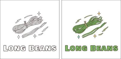 A for Long Beans Hand Drawn Coloring Page vector