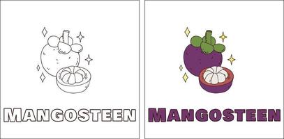 una página para colorear dibujada a mano de mangostán vector