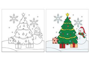 Hand Drawn Christmas Coloring Pages for kids 2 vector