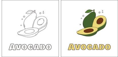 una página para colorear dibujada a mano de aguacate vector