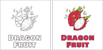 una página para colorear dibujada a mano de fruta de dragón vector