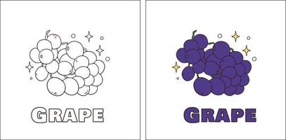 una página para colorear dibujada a mano de uva vector