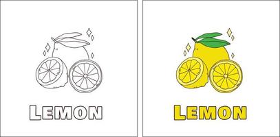 A for Lemon Hand Drawn Coloring Page vector