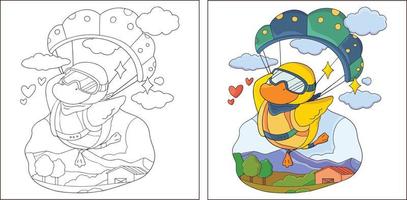 Cute animals the skydiver coloring page 5 vector