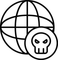 icono de contorno de pirateo en todo el mundo vector