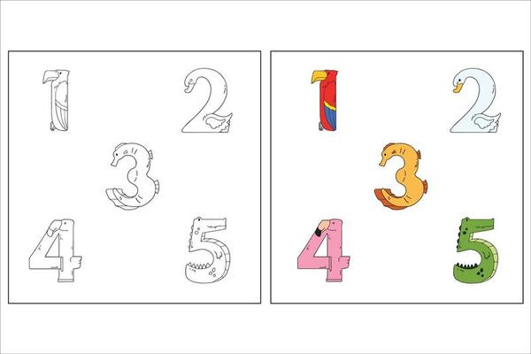 A for number 1-5 Hand Drawn Coloring Page