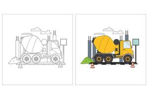 Hand drawn cute Constructionfor coloring page vector