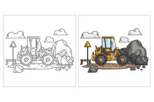 Hand drawn cute Construction Vehicle for coloring page vector