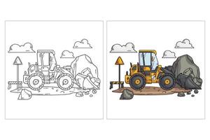 Hand drawn cute Construction Vehicle for coloring page vector