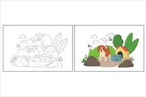 Hand Drawn Cute Animal Coloring Pages for kids 1 vector