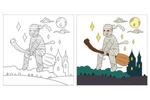 Hand Drawn Halloween Coloring Pages for kids1 vector