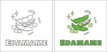 A for Edamame Hand Drawn Coloring Page vector