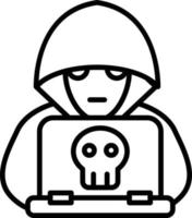 icono de esbozo de pirata informático vector