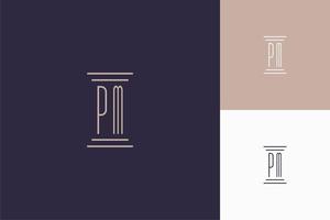 PM monogram initials design for law firm logo vector