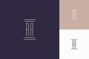 RA monogram initials design for law firm logo vector