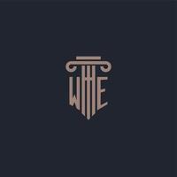 WE initial logo monogram with pillar style design for law firm and justice company vector