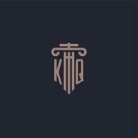 KQ initial logo monogram with pillar style design for law firm and justice company vector