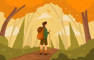 Fall Activity Outdoor Hiking in the Forest vector