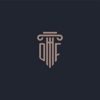 OF initial logo monogram with pillar style design for law firm and justice company vector