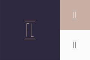 diseño de iniciales de monograma fl para logotipo de bufete de abogados vector