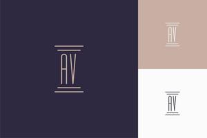 AV monogram initials design for law firm logo vector