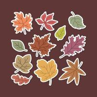 Fall Autumn Leaves Doodle Hand Drawn Sticker Collection vector