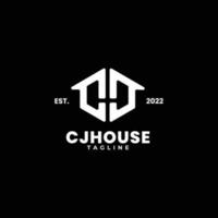 Initials monogram house logo with letter CJ vector