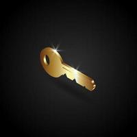 Luxury golden key vector illustration. The key symbol. Key icon.