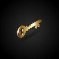 Luxury golden key vector illustration. The key symbol. Key icon.