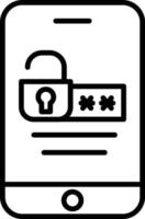 Unlock Mobile Outline Icon vector