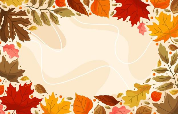 Fall Autumn Season Hand Drawn Leaves And Foliage Background