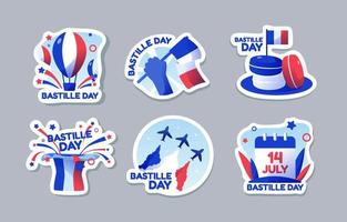 Bastille Day Festivity Sticker Set vector