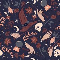 Seamless pattern with hands and magic wands. Vector graphics.