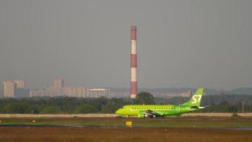 NOVOSIBIRSK, RUSSIAN FEDERATION JUNE 10, 2020 - S7 Airlines Embraer E170 starting the take off run at Tolmachevo Airport, Novosibirsk video