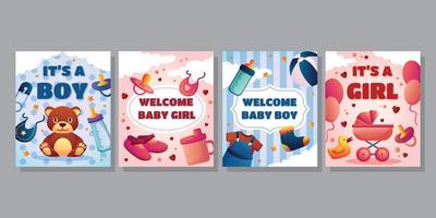 Born Day Cards Set vector