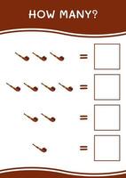 How many of Smoking pipe, game for children. Vector illustration, printable worksheet