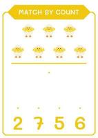 Match by count of Chick, game for children. Vector illustration, printable worksheet