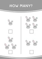 cuantos de conejo, juego para niños. ilustración vectorial, hoja de cálculo imprimible vector
