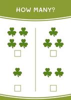 How many of Clover, game for children. Vector illustration, printable worksheet