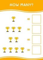 How many of Trophy, game for children. Vector illustration, printable worksheet