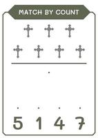 partido por cuenta de cruz cristiana, juego para niños. ilustración vectorial, hoja de cálculo imprimible vector
