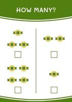 How many of Clover badge, game for children. Vector illustration, printable worksheet