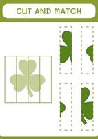 Cut and match parts of Clover, game for children. Vector illustration, printable worksheet