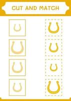 Cut and match parts of Horseshoe, game for children. Vector illustration, printable worksheet